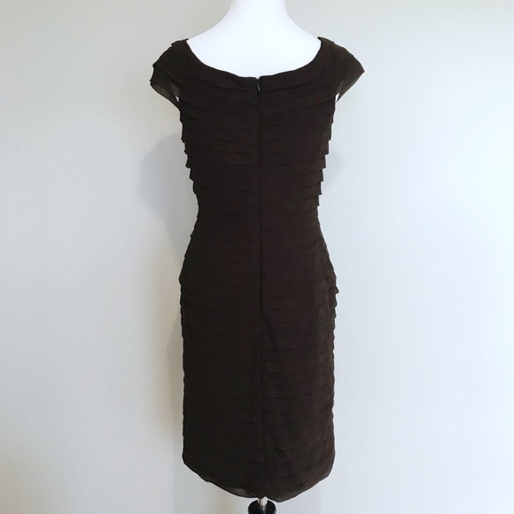 Tadashi Chocolate Brown Tiered Cocktail Dress - Picture 4 of 5